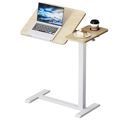 BZIUM Overbed Bedside Table with Hidden Wheels, Adjustable Medical Tilt Top Hospital Bed Table Over The Bed, Rolling Desk Mobile Standing Desk (27.6x15.8, Maple) - color: Maple, size: 27.6x15.8 Inch