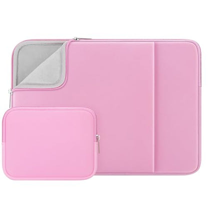 RAINYEAR 14 Inch Laptop Sleeve Case with Pocket & Accessories Pouch, Pink | Protective Soft Fluffy Lining Carrying Bag Compatible with 14 inch Notebook Computer Chromebook - color: Pink (Upgraded Version), size: 14"