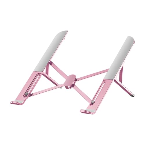 Multiple Angled Laptop Stand with Alloys Construction and Silicone Grips for Secure Placement and Viewing Foldable Laptop Stand - color: pk