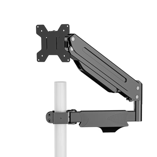 suptek Single Monitor Arm for Desk Mount Stand,Adjustable Monitor Arm for 17 to 32 inch Screen, Support Weight up to 22lbs, Mounting Holes 75x75mm to 100x100mm,Pneumatic Pole Mount Arm Black - size: Pole Mount Arm