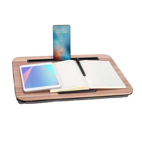 Portable Laptop Desk Fits Up to 16“ Laptops, with Tablet Slot, Built-in Cushion, Great for Home & Office,Lap Desk for Laptop,Lap Desk with Cushion (Warm Brown, Medium) - color: Warm Brown, size: Medium