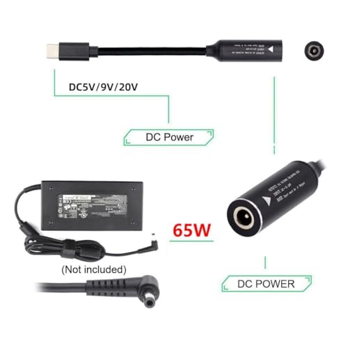 4.5mm Laptop Charging Adapter, Female DC 4.5 x 3.0mm to Male Type C for Dell 65W USB-C Laptop Charger XPS and Latitude 5000 Charging Plug Gender Converter