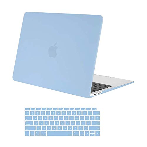 MOSISO Compatible with MacBook Air 13 inch Case M1 2021 2020 2019 2018 Release A2337 A2179 A1932 Touch ID, Plastic Hard Shell Cover&Keyboard Cover for MacBook Air 13.3 inch Case M1, Airy Blue - color: Airy Blue