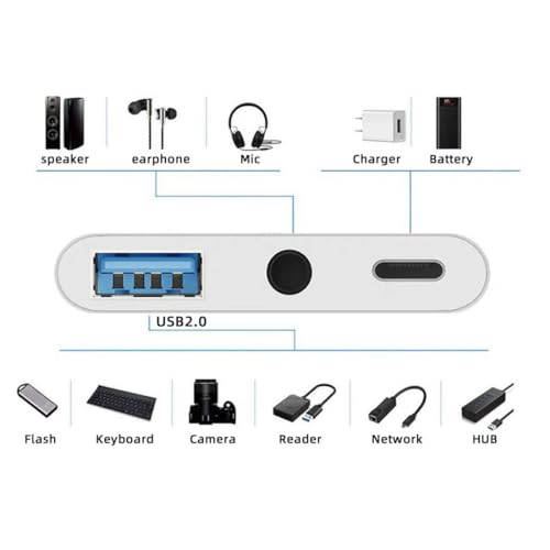 chenyang 3 in 1 USB C to 3.5mm Audio AUX & USB 2.0 Socket OTG Adapter with PD 15W Charge for Laptop Tablet Phone - style: 3.5mm/USB3.0 3-in-1