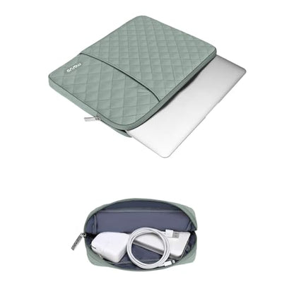 MOSISO Laptop Case 13.3 inch, 13-13.3 inch Laptop Sleeve, Antique Green | Compatible with MacBook Neo/Air 13.6/Pro 13/Pro 14, HP Dell ASUS Lenovo, Square Quilted Vertical Bag with Pocket&Small Case - color: Antique Green, size: 13.3 inch