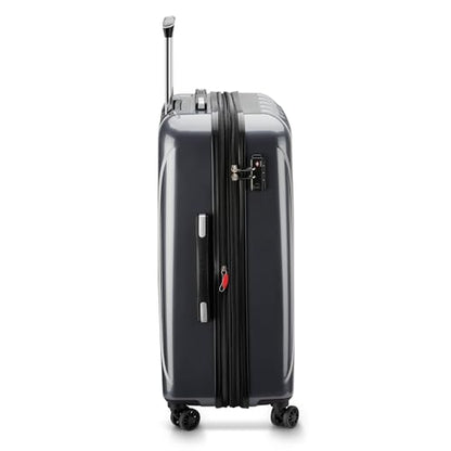 DELSEY PARIS Helium Aero Hardside Expandable Luggage with Spinner Wheels, Titanium, Checked-Medium 24 Inch - color: Titanium, size: Checked-Medium 24 Inch