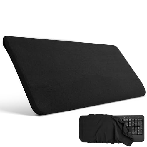 Keyboard Dust Cover for Full-Size Mechanical Gaming Keyboards | Stretch Fabric Anti-Dust Keyboard Sleeve, Fits 17.9" x 6.3" to 20.5" x 8.7" Standard Keyboards, Black, Size L - size: L