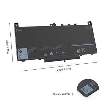 E7470 E7270 J60J5 Battery for Dell Latitude E7470 7470 7270 E7270 7270 | Laptop Battery Replacement for 1W2Y2 0MC34Y MC34Y R1V85 242WD GG4FM WYWJ2 0F1KTM 451-BBSX 451-BBSY 451-BBSU [7.6V /55WH] - size: 12.85*5.67*1.26 inch E7470