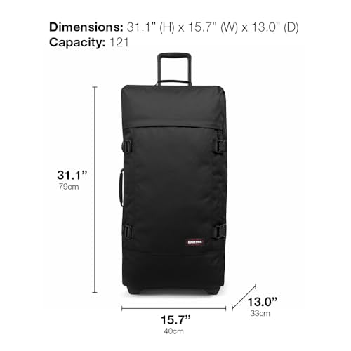 EASTPAK Tranverz L – 121L Large Soft Sided Checked Luggage, Dual Compartments, TSA Lock, Compression Straps & Smooth Inline Wheels, Brize Retro Navy - color: Brize Retro Navy, size: 121 Liter Checked Bag