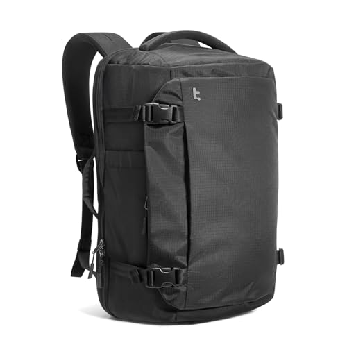 tomtoc Travel Backpack, TSA Friendly Flight Approved Carry-on Luggage Hand Water-resistant Lightweight Business Rucksack - color: Black-ripstop, size: 40L