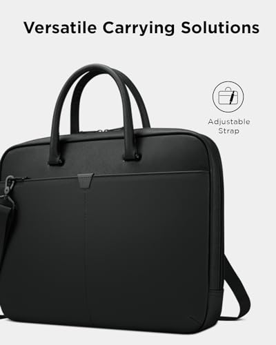 Lenovo 15.6-inch Laptop Bag (T200) - Water Resistant Leather Messenger Bag with Padded Device Compartment – Multi Compartment Professional Handbag with Shoulder Strap for Travel & Business
