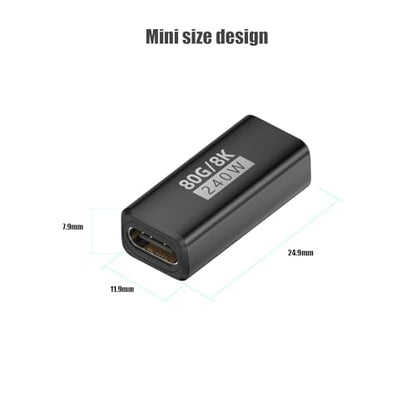 3Pack USB C Coupler Thunderbolt 5,120Gbps USB C Female to Female | 240W Fast Charging,Dual 8K,16K,@60hz Video,for MacBook, Ipad, Thunderbolt 5/4/3,iPhone 17,USB4,Razer Blade - color: Black