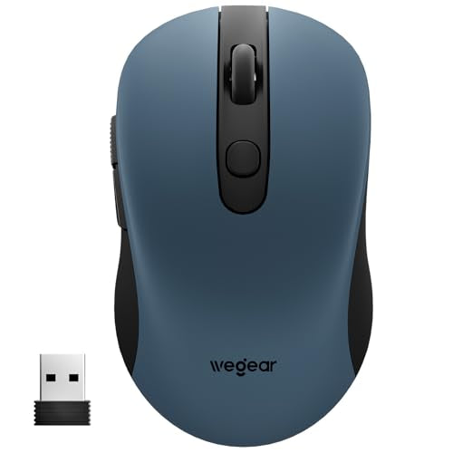 wegear USB Wireless Mouse for Laptop PC Mac, 2.4GHz Cordless Mouse-Blue | Ergonomic Portable Optical Computer Mice with 6 Buttons, 5-Level Adjustable 4000 DPI,24-Month Battery Life - color: Blue