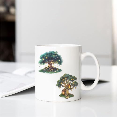 Fantasy Magic Tree Stickers Pack – 50pcs Clear Waterproof Scrapbook Decals for Journaling, Diary, Collage, Laptop, Water Bottle, Planner, Aesthetic Nature Forest Tree of Life Sticker (Colourful-B1) - color: Colourful-b1