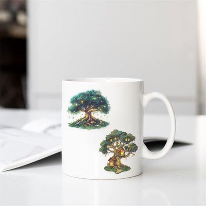 Fantasy Magic Tree Stickers Pack – 50pcs Clear Waterproof Scrapbook Decals for Journaling, Diary, Collage, Laptop, Water Bottle, Planner, Aesthetic Nature Forest Tree of Life Sticker (Colourful-B1) - color: Colourful-b1