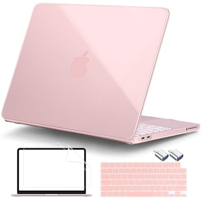 DONGKE Clear Case for MacBook Neo 13 Inch 2026 (Model A3404 | A18 Pro Chip) | Crystal Blush Hard Shell Cover with Screen Protector & Keyboard Cover & 2 USB-C Adapters - color: Crystal Blush