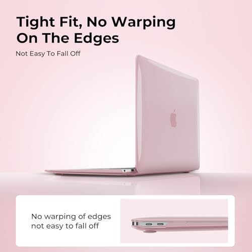 EooCoo Case for MacBook Air 13 inch M1 2020-2018, Crystal Pink | Crystal Hard Shell Scratch Resistant Protective Cover, Lightweight, Ultra Thin and Transparent, Easy Snap-On - color: Crystal Pink, size: Air 13.3-inch