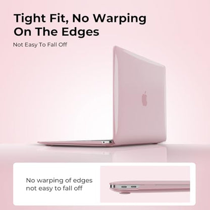 EooCoo Case for MacBook Air 13 inch M1 2020-2018, Crystal Pink | Crystal Hard Shell Scratch Resistant Protective Cover, Lightweight, Ultra Thin and Transparent, Easy Snap-On - color: Crystal Pink, size: Air 13.3-inch