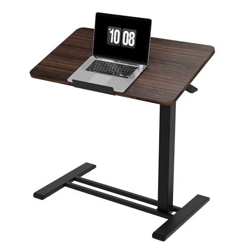 FLEXISPOT H7 PRO 90° Tiltable Mobile Overbed Table with Pneumatic Lift,28'' | Foldable bedside table with adjustable desktop for laptop, Rolling Computer Cart and bed sofa.27.6" W x 15.7" D,Rustic Brown - color: Rustic Brown, size: 28x16