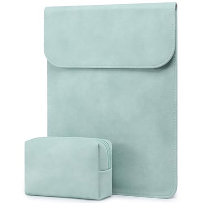 HYZUO 13.3-14 Inch Laptop Sleeve Case for MacBook Pro 14 M5/M4/M3/M2/M1 Pro/Max A3426 A3427 2026-2021, 13.3" MacBook Air/Pro, 13.5-13.8 Surface Laptop, HP Envy 13, Faux Suede Leather, Mint Green - color: Mint Green, size: 13.3-14 Inch