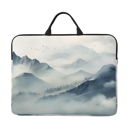 Ink Mountains and Rivers 14 Inch Laptop Sleeve Case，Handheld Waterproof/Shockproof Computer Carrying Bag Suitable for Daily Travel/Tourism/Business Trips, etc - color: Ink Mountains And Rivers