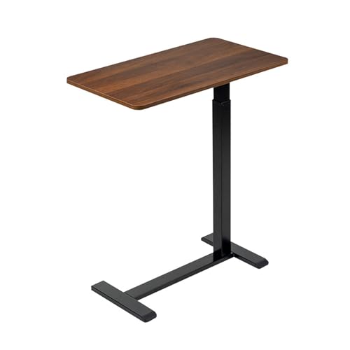 Adjustable Height C Shaped Side Table, Top Tilting Laptop Stand Table with Hidden Wheels,Mobile Couch End Tables That Slide Under,Rolling TV Coffee Table for Sofa/Bed,Brown,27.5''x15.7''x43.3''