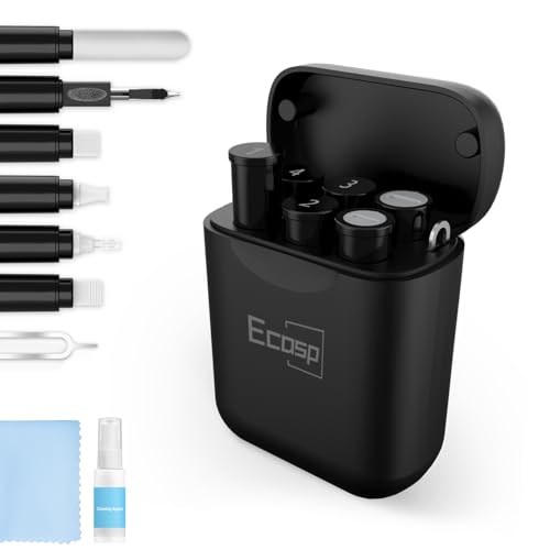 ECASP Cleaner Kit for AirPod,Multi-Tool iPhone Cleaning Kit,Cell Phone Cleaning Repair & Recovery for iPhone & iPad(Type C)Charging Port,Lightning Cables&Connectors,Easy to Store & Carry Design,Black - color: Black