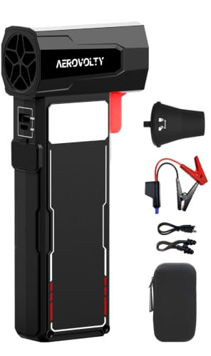 4-in-1 Car Dryer Air Blower with 3LB Thrust, 100K RPM Turbo Jet Blower | Car Wash Drying, Light Cleanup, 2000A Jump Starter, 15000mAh Power Bank, 400lm 3-Mode LED, 2lb Body, Safety Clamps, Case