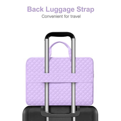 MOSISO 360 Protective Laptop Case 13.3 inch, 13-13.3 inch Laptop Sleeve | Compatible with MacBook Air/Pro 13/Pro 14,HP Dell ASUS Lenovo, Square Quilted Bag with 2 Pockets&Handle&Belt, Purple - color: Purple, size: 13.3 inch