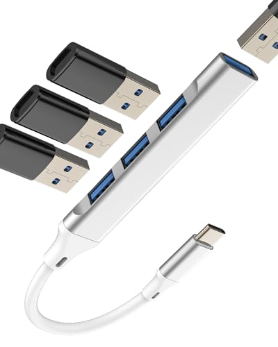 USBC to USB Adapter C Hub Port Multiport MacBook Splitter Laptop Thunderbolt OTG (4in1) Tablet for Ipad foriPhone 17 16 15 PC Extender for iPhone Docking Station for Apple Car Compatible with Samsung