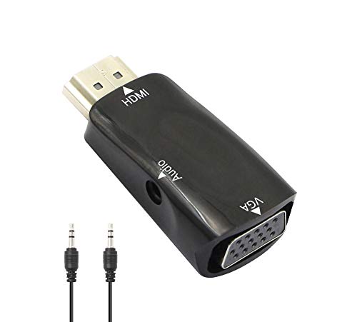 YACSEJAO HDMI to VGA Adapter，1080P HDMI Male to VGA Female Converter with Audio Compatible with Monitor, Laptop, Computer, PC, Desktop, Projector, HDTV, Chromebook, Ultrabooks and More