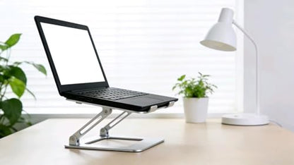 Laptop Stand Riser with Foldable Design, Portable Aluminum Alloy Desktop Holder for Enhanced Cooling and Ergonomic Viewing, Works with Tablets（1pc）