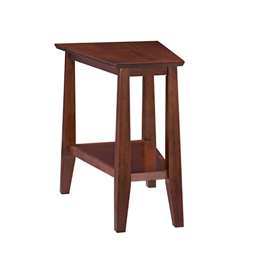 Delton 24 in. Solid Wood Recliner Wedge Side End Side Table with Shelf, Sienna Brown – Leick Home, 10402 - color: Sienna
