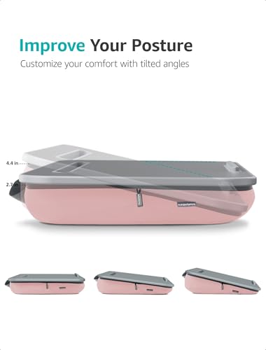 Istudyniture Lap Desk | Portable Laptop Desk & Stand – Fits Up to 17 inch – Washable Cushion, Built-in Phone Holder – for Bed, Couch, Sofa, Floor – Writing, Reading, Home Office – Large, Pink - color: Pink