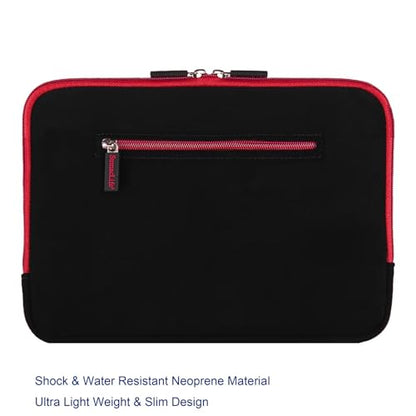 Neoprene Laptop Sleeve for 13 13.3 Inch Laptops Tablets with Padded Lining, Shock Resistant Unisex Laptop Bag for Office, Commute, Travel - color: Black / Red