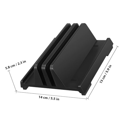 Adjustable Laptop Vertical Stand Dual Slots Non-Slip Upright Laptop Holder Desktop Rack for Office and Home Use Compatible with Notebooks