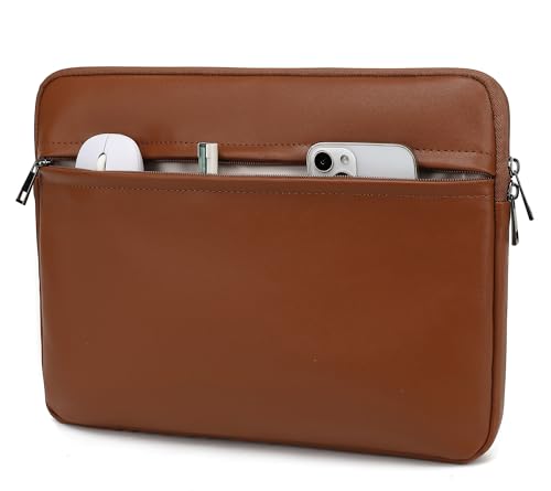Embossing Floral Pattern PU Leather Laptop Sleeve Case with Pocket MacBook Air 13 inch,iPad Pro 13 inch and 12.5 inch-13.6 inch Notebook Computer Laptop (Coffee PU) - color: Coffee PU, size: 12.5 inch-13.5 inch