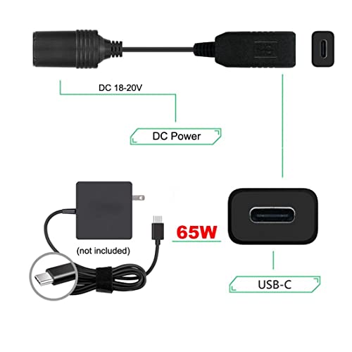 chenyang CY USB-C Type-C to DC 20V Power Adapter USB-C to Cigarette Lighter Car Receptacle 65W Charger Cable - style: For Car 20V