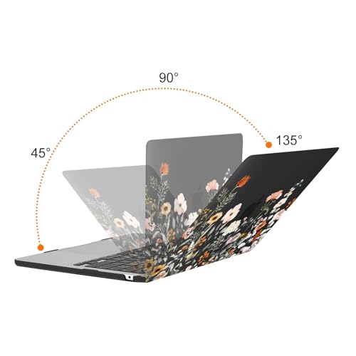 MOSISO Compatible with MacBook Air 13 inch Case M5 2026 M4 2025 M3 M2 2024-2022 A3449 A3240 A3113 A2681, Plastic Garden Flowers Hard Shell&Keyboard Cover&Screen Film for MacBook Air 13.6, Black - color: Black
