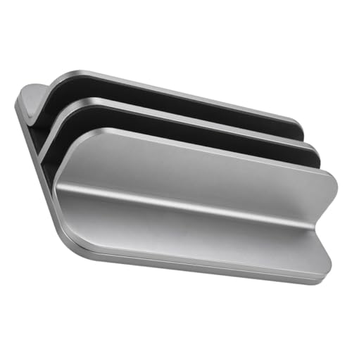 VANZACK Dual-Slot Aluminum Alloy Vertical Laptop Stand and Tablet Holder, Vertical Support Base for Desk, Compatible with Laptops and Tablets, Cooling and Space-Saving Design for Office