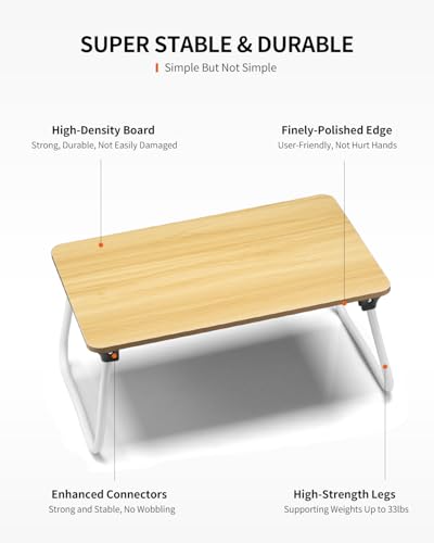 FISYOD Foldable Lap Desk, Laptop Bed Desk, Portable Bed Table, Laptop Stand for Bed & Couch, Lightweight & Mini - Oak - color: Oak