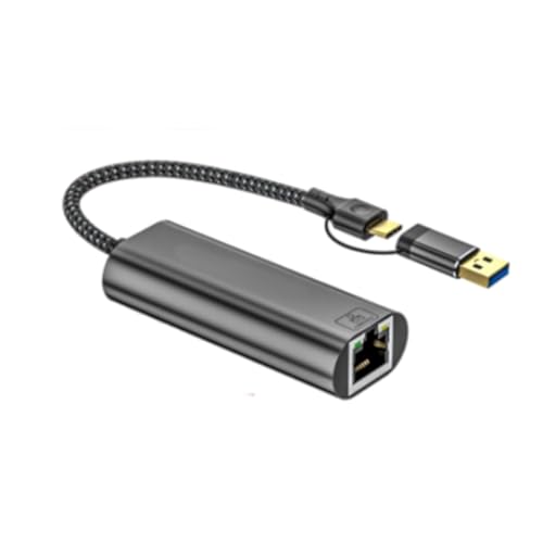 USB C to Ethernet Adapter USB+Type C to RJ45 2.5Gbps Gigabit Ethernet Networking Adapter Dongle Converters for PC Laptop