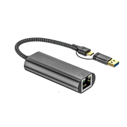 USB C to Ethernet Adapter USB+Type C to RJ45 2.5Gbps Gigabit Ethernet Networking Adapter Dongle Converters for PC Laptop