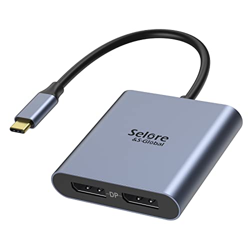 USB-C to Dual 4K DisplayPort Splitter Adapter, USB-C to DisplayPort Dual Monitor Converter 4K 60Hz, USB-C DisplayPort Hub Compatible for Dell XPS 13/15, Lenovo Yoga, Samsung Chromebook, HP and More