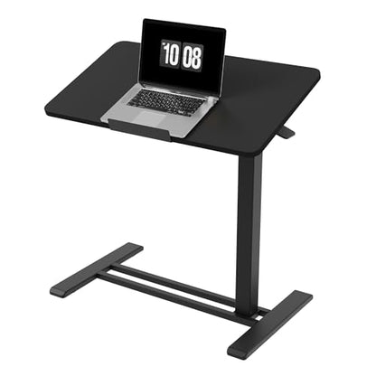 FLEXISPOT H7 PRO 90° Tiltable Mobile Overbed Table with Pneumatic Lift,28'' | Full foldable bedside table with adjustable desktop for laptop, Rolling Computer Cart and bed sofa.27.6" W x 15.7" D,Black - color: Black, size: 28x16