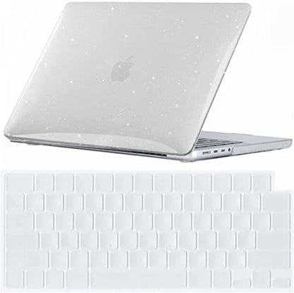 Se7enline for MacBook Pro 14 inch Case 2026-2021 M5 M4 M3 M2,Glitter Clear | Crystal Glitter Bling Matte Hard Shell Laptop Case with Keyboard Cover Anti-Scratch Heat Dissipation Full Port Access - color: Glitter Transparent