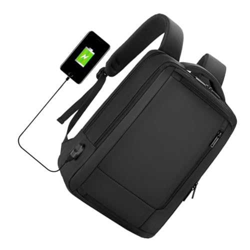 Alipis Business Laptop Backpack for Men, Large Capacity USB Charging Bag, Waterproof Black Travel and Work Laptop Bag