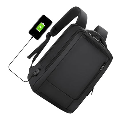 Alipis Business Laptop Backpack for Men, Large Capacity USB Charging Bag, Waterproof Black Travel and Work Laptop Bag