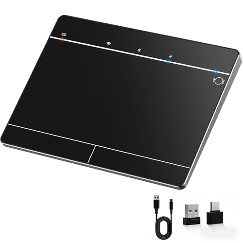 Wireless Bluetooth Trackpad for Windows 10/11, Supports 3 Connection Modes, High-Precision Multi-Gesture Touchpad, Compatible with PC Laptop Computer - color: Black