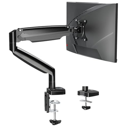 Single Monitor Mount Holds Screen up to 32", Height Adjustable Monitor Arm, Full Motion Computer Monitors Stand with Clamp/Grommet Base, VESA Mounts Fit 4.4-17.6lbs Computer, Black - size: Single Monitor Mount